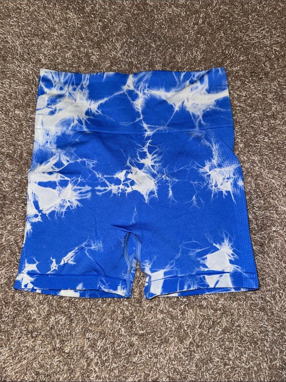 Blue and White Tie-Dye Seamless Shorts